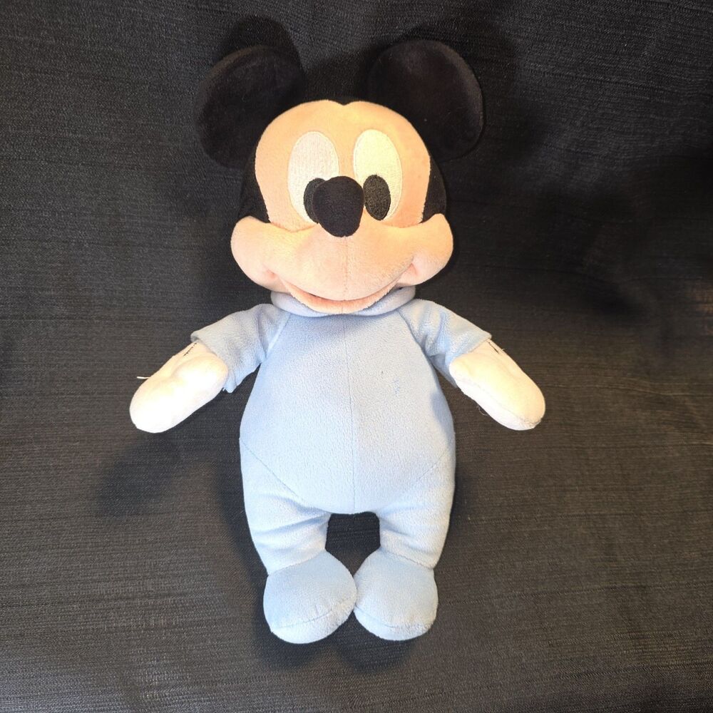 Disney Parks Disney's Babies Baby Mickey Mouse Plush 13" Blue Sleeper Retired